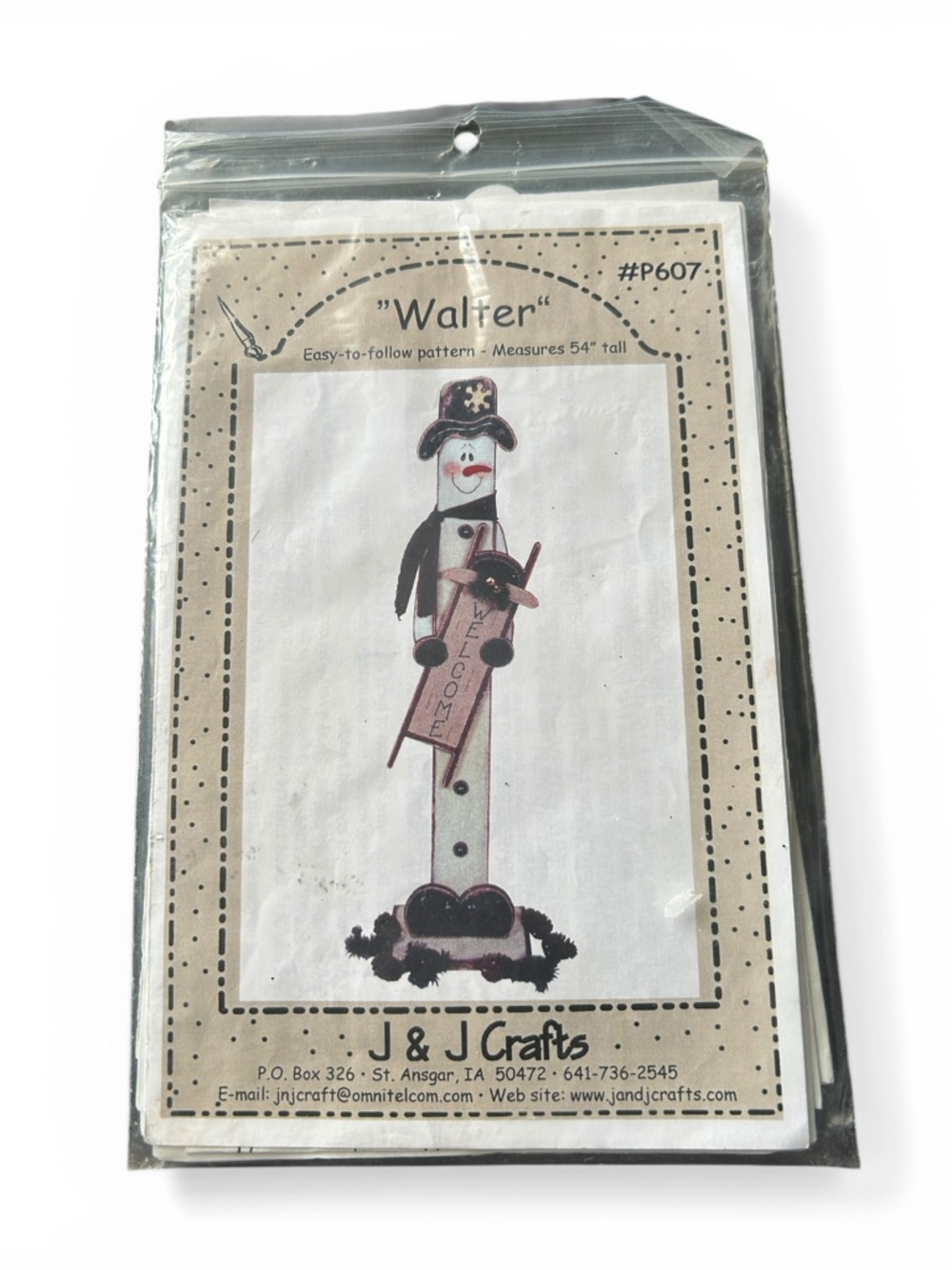 DIY #P607 J&J Crafts Vintage Handmade Snowman Folk Art Woodwork Pattern 'Walter'
